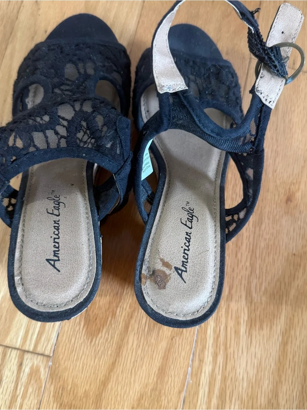 American Eagle black sandal wedge platform heels size 6.5.